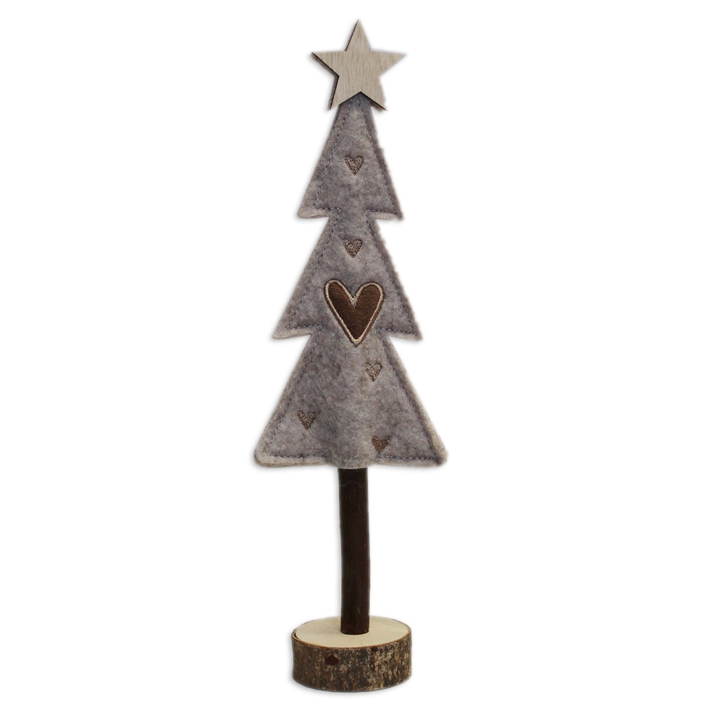 Stromek filc dřevo 28cm béžová